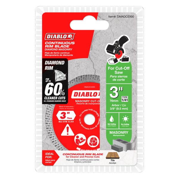 Diablo DMADC0300 3" Continuous Rim Diamond Cut-Off Disc for Masonry