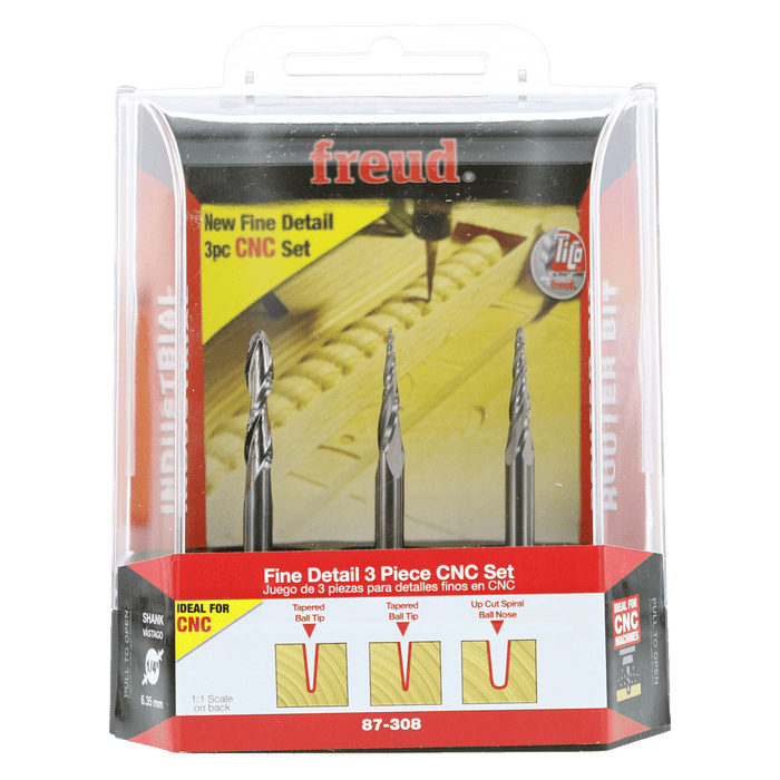 Freud 87-308 3-Piece CNC Fine Detail Router Bit Set