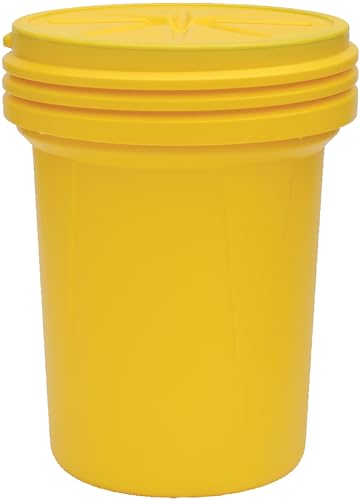 Eagle 30 Gallon Plastic Drum with Lid, Screw-On Lid, 28.3"x22.5", Lab Pack Drum Made of Durable, Lightweight HDPE, Withstands Weather and Chemicals, Made in USA, Yellow, 1600SL