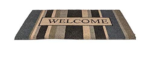 NoTrax, Welcome Gray, Vinyl-Backed Natural Coir Doormat, Entry Mat for Indoor or Outdoor Use, 18"x30", C12 (C12S1830WG)