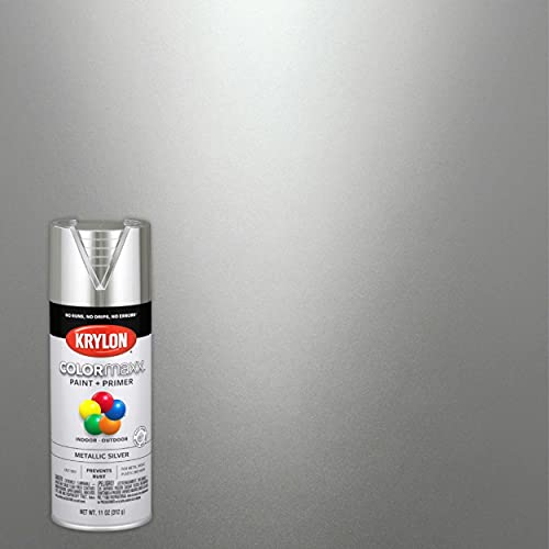 12 oz Krylon K05590007 COLORmaxx Silver Paint & Primer Spray Paint, Metallic