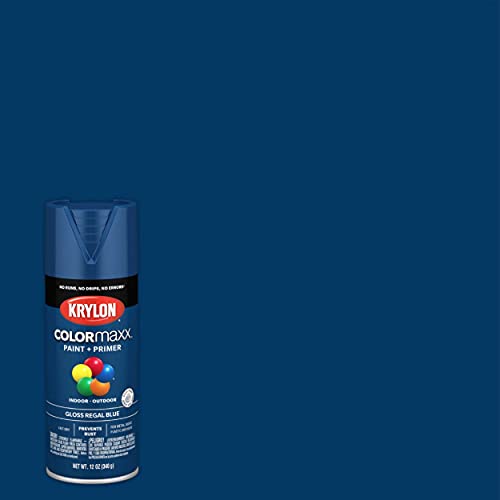 12 oz Krylon K05535007 COLORmaxx Regal Blue Paint & Primer Spray Paint, Gloss