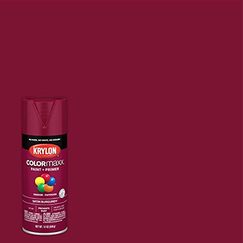 12 oz Krylon K05560007 Burgundy COLORmaxx Paint & Primer Spray Paint, Satin