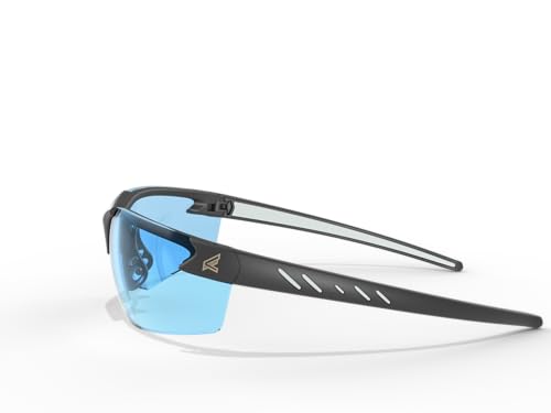 EDGE Zorge G2 Wrap-Around Safety Glasses, Anti-Scratch, Non-Slip, UV 400, Military Grade, ANSI/ISEA & MCEPS Compliant, 5.04" Wide, Black Frame/Light Blue Lens