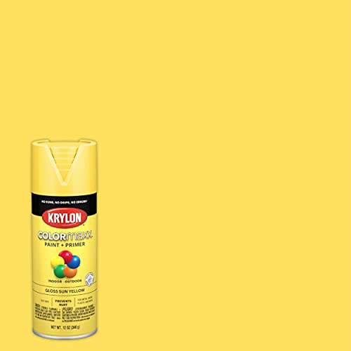 12 oz Krylon K05541007 Sun Yellow COLORmaxx Paint & Primer Spray Paint, Gloss