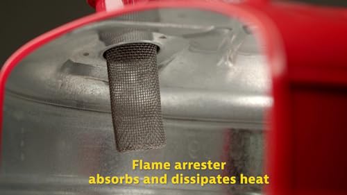 Justrite 1 Quart Type I Red Safety Gas Can for Gasoline with Flame Arrester, Self-Closing Lid, and Trigger Handle, Made in the USA, Galvanized Steel Flammable Storage Can, 10101