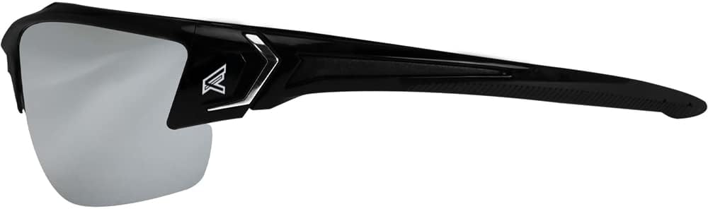 Edge SDK117-G2 Khor G2 Wrap-Around Safety Glasses, Anti-Scratch, Non-Slip, UV 400, Military Grade, ANSI/ISEA & MCEPS Compliant, 5.04" Wide, Black Frame / Silver Mirror Lens