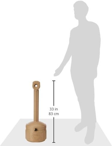 Justrite (26806B) Personal Smoker’s Cease-Fire Outdoor Ashtray, Polyethylene Standing Ashtray with Steel Bucket, 1 Gallon, Adobe Beige