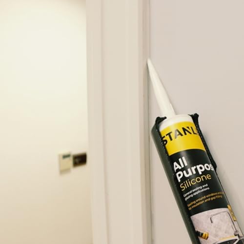 Stanley All Purpose RTV Silicone Sealant - 1x10.1 fl. oz. Translucent, Window and Door Caulk,%100 Silicone Waterproof and Flexible Sealar for Kitchen & Bathroom, Cartridge, 1 Pack