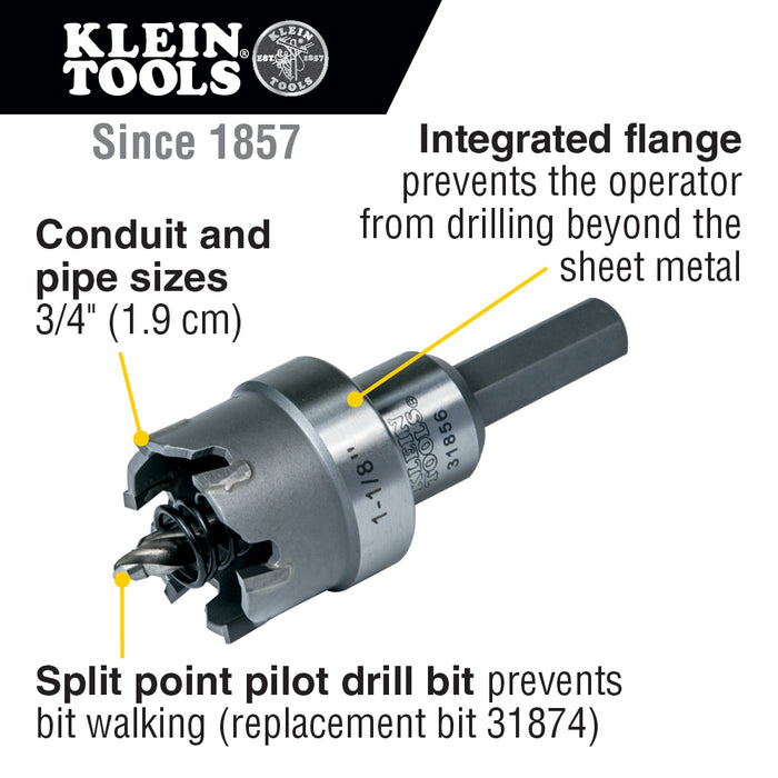 Klein Tools 31856 1-1/8-Inch Carbide Hole Cutter