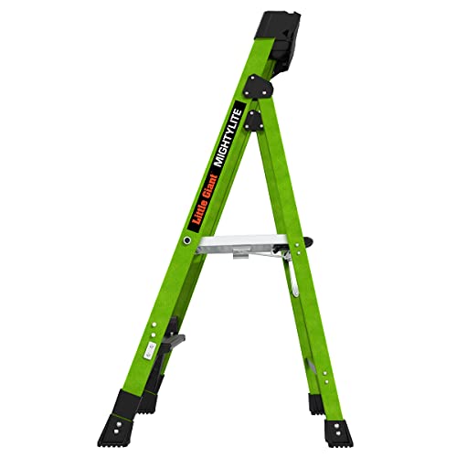 Little Giant Ladders, MightyLite 2.0, 4' Stepladder with Ground Cue, Fiberglass, Type IAA, 375 lbs Weight Rating, (15404-001), Green