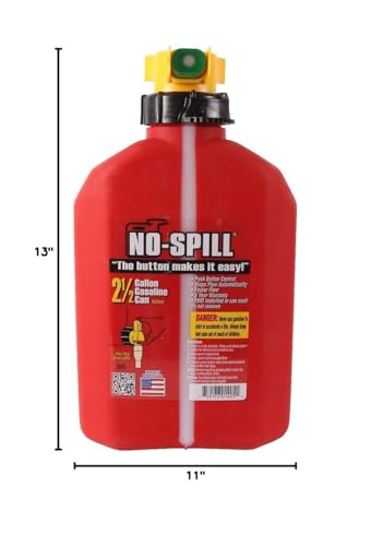 No-Spill Stens 2 1/2 Gallon Fuel Can 765-102 For No-Spill 1405, 765-102, 11.75" x 8" x 10"", Red
