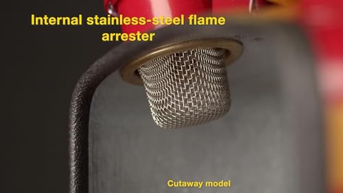 Eagle 2.5 Gallon Type II Red Safety Gas Can for Gasoline with Flame Arrester, Self-Closing Lid, and 12" x 7/8" Flexible Metal Hose, Made in the USA, Galvanized Steel Flammable Storage Can, U226S