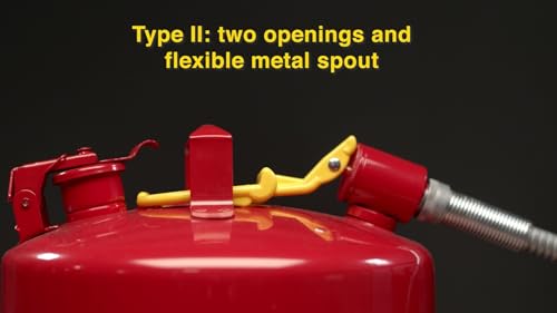 Eagle 2.5 Gallon Type II Red Safety Gas Can for Gasoline with Flame Arrester, Self-Closing Lid, and 12" x 7/8" Flexible Metal Hose, Made in the USA, Galvanized Steel Flammable Storage Can, U226S