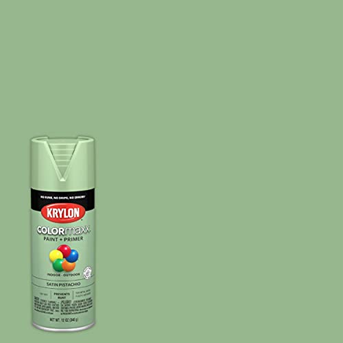 Krylon K05575007 COLORmaxx Spray Paint and Primer for Indoor/Outdoor Use, Satin Pistachio 12 oz