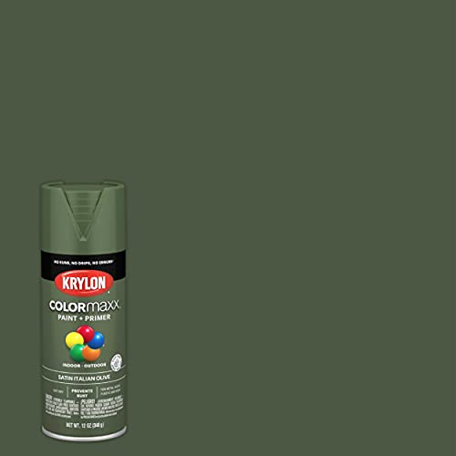 12 oz Krylon K05566007 Italian Olive COLORmaxx Paint & Primer Spray Paint, Satin