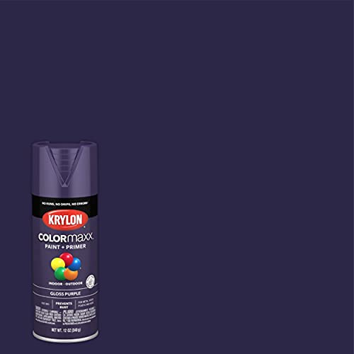 Krylon K05533007 COLORmaxx Spray Paint and Primer for Indoor/Outdoor Use, Gloss Purple 12 Ounce (Pack of 1)