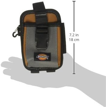 Dickies 57100 2-Compartment Large Phone Pouch, Universal-fit Steel Clip for Tool Belt, Security Strap Over Phone, Carabiner for Quick-Clip Key Storage