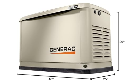 Generac Guardian 14kW Home Standby Generator with 100 Amp Transfer Switch, Durable All Aluminum, WiFi Enabled with G-Force Engine, Easy to Use, Whole House Power Backup, Smart Outage Solution - Bisque