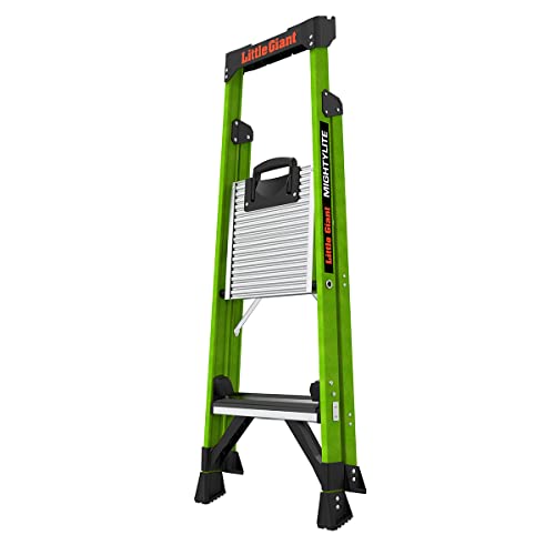 Little Giant Ladders, MightyLite 2.0, 4' Stepladder with Ground Cue, Fiberglass, Type IAA, 375 lbs Weight Rating, (15404-001), Green