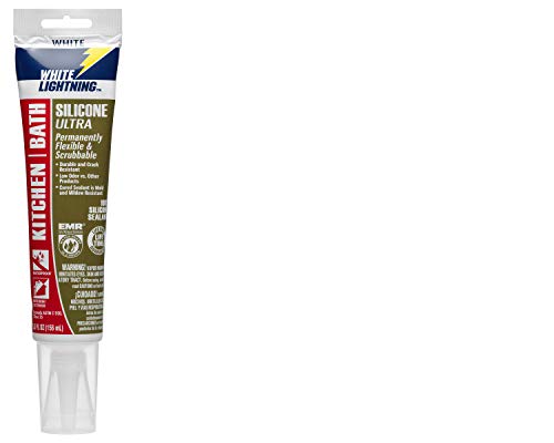 White Lightning W21100005 Silicone Ultra Kitchen & Bath Sealant, White, 5.3 fl. oz.