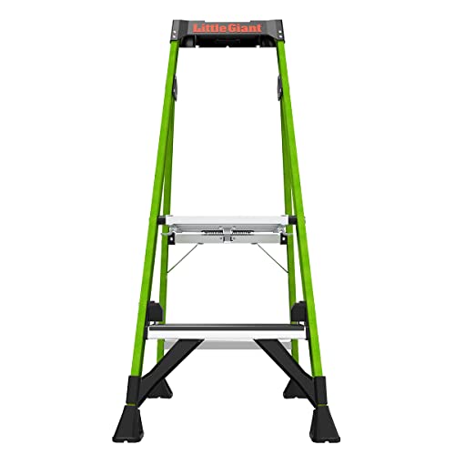 Little Giant Ladders, MightyLite 2.0, 4' Stepladder with Ground Cue, Fiberglass, Type IAA, 375 lbs Weight Rating, (15404-001), Green