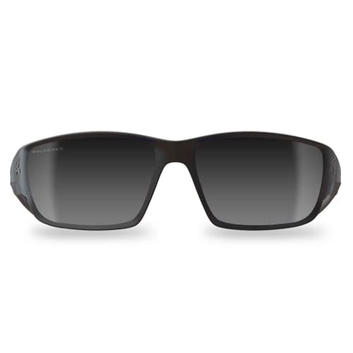 EDGE TSK21-G15-7 Kazbek Polarized Wrap-Around Safety Glasses, Anti-Scratch, Non-Slip, UV 400, Military Grade, ANSI/ISEA & MCEPS Compliant, 5.04" Wide (Black Frame/G-15 Silver Mirror Lens)