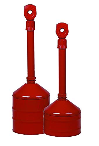 Justrite, Heavy Duty Outdoor Ashtray,Base and Neck Steel, Polyethylene Topper, Safety Red, 2.5 Gallon, 26810R