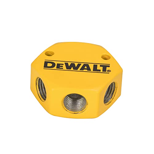 DEWALT 3-Way 3/8-Inch FNPT Inlet Hockey Puck Flat Manifold with three 1/4-Inch FNPT Outlets (DXCM041-0116)