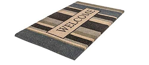 NoTrax, Welcome Gray, Vinyl-Backed Natural Coir Doormat, Entry Mat for Indoor or Outdoor Use, 18"x30", C12 (C12S1830WG)