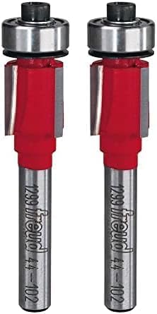 Freud 44-102: 1/2" (Dia.) Bearing Flush Trim Bit with 1/4" Shank, 1/2" Carbide Height (Pack of 2) 1 Count (Pack of 2) 44-102 1/2-Inch Diameter 3-Flute Flush Trimming Router Bit with 1/4-Inch Shank