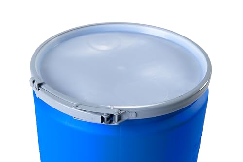 Eagle 14 Gallon Plastic Drum with Lid, Metal Lever-Lock, 26.5"x15", Open Head Lab Pack Drum Made of Durable, Lightweight HDPE, Withstands Weather and Chemicals, Made in USA, Blue, 1610MB
