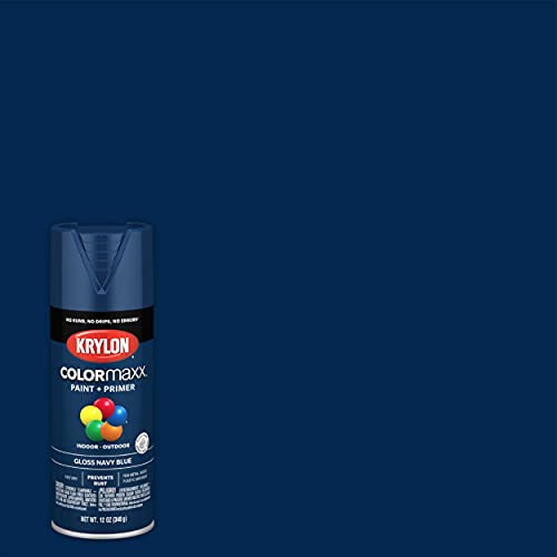 12 oz Krylon K05529007 Navy Blue COLORmaxx Paint & Primer Spray Paint, Gloss