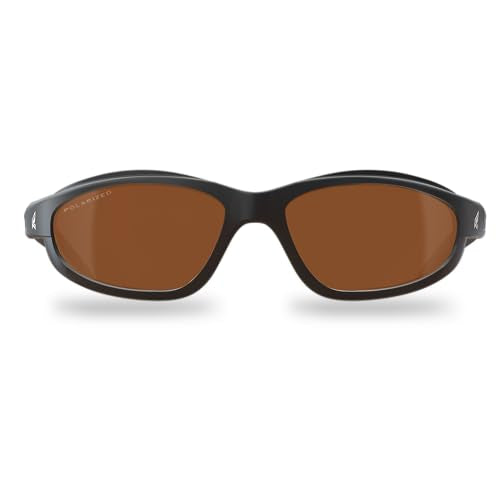 EDGE Dakura | Polarized Safety Glasses | ANSI Rated | Anti-Slip | 99.9% UV Protection | 3X Dipper Anti-Scratch (Black, Polarized Copper Driving)