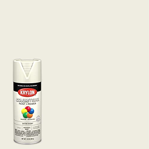 12 oz Krylon K05567007 COLORmaxx Ivory Paint & Primer Spray Paint, Satin