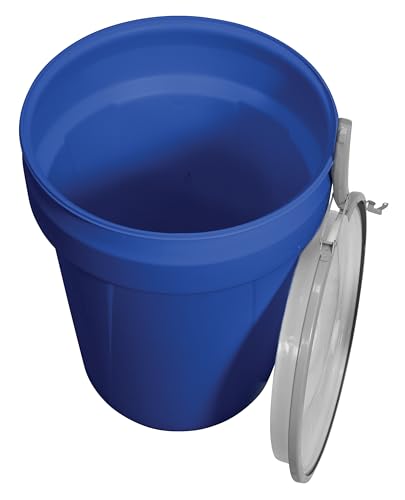 Eagle 30 Gallon Plastic Drum with Lid, Metal Lever-Lock, 28.5"x21.1", Open Head Lab Pack Drum Made of Durable, Lightweight HDPE, Withstands Weather and Chemicals, Made in USA, Blue, 1601MB