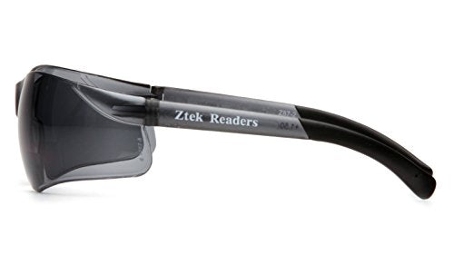 Pyramex S2520R25 Ztek Safety Glasses 2.5 Bifocal Reader Gray Lens Gray Frame ANSI Z87+