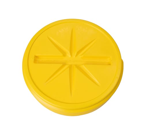 Eagle 30 Gallon Plastic Drum with Lid, Screw-On Lid, 28.3"x22.5", Lab Pack Drum Made of Durable, Lightweight HDPE, Withstands Weather and Chemicals, Made in USA, Yellow, 1600SL