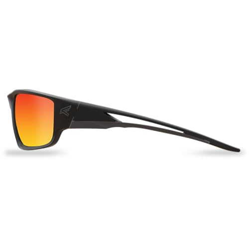 EDGE Kazbek Wrap-Around Safety Glasses, Anti-Scratch, Non-Slip, UV 400, Military Grade, ANSI/ISEA & MCEPS Compliant (Black, Aqua Precision Red Mirror)