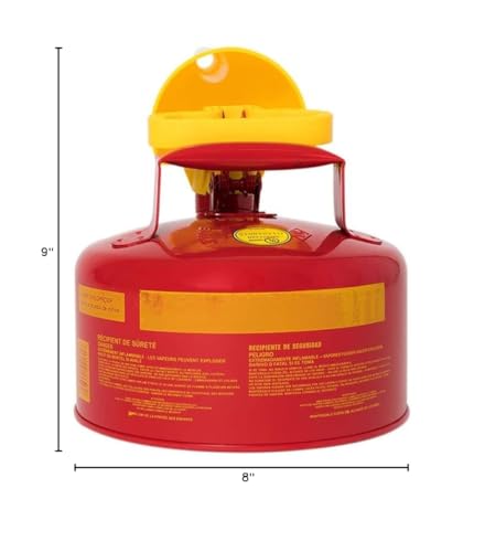 Eagle 1 Gallon Type I Red Safety Gas Can for Gasoline with Flame Arrester, Self-Closing Lid, and F-15 Funnel, Made in the USA, Galvanized Steel Flammable Storage Can, UI10FS