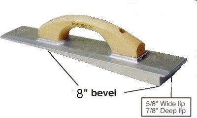 Kraft Tool -8 16"x3-1/4" Cast Magnesium Beveler Driveway Float w/Wood Hdl - 8" Bevel
