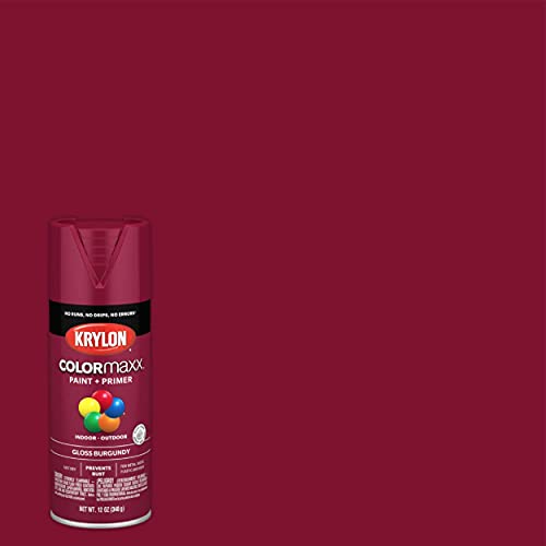 12 oz Krylon K05508007 COLORmaxx Burgundy Paint & Primer Spray Paint, Gloss