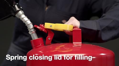 Eagle 2 Quart Type I Red Safety Gas Can for Gasoline with Flame Arrester and Self-Closing Lid, Made in the USA, Galvanized Steel Flammable Storage Can, UI4S