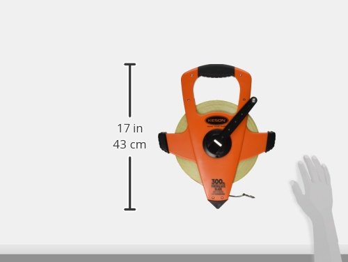 Keson OTRS1810300E Fiberglass Measuring Tape with Ring End, Speed Rewind (Graduation: ft., in, 1/8 & ft., 1/10, 1/100), 300-Foot