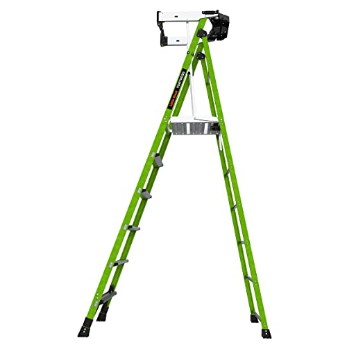 Fortress, 6' Model - ANSI Type IAA - 375 lb Rated, Fiberglass Platform Ladder with Ground CUE, Wraparound Enclosure, and Auto-Closing Gate
