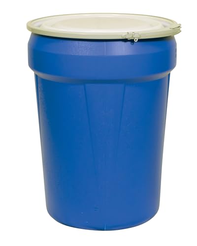 Eagle 30 Gallon Plastic Drum with Lid, Metal Lever-Lock, 28.5"x21.1", Open Head Lab Pack Drum Made of Durable, Lightweight HDPE, Withstands Weather and Chemicals, Made in USA, Blue, 1601MB