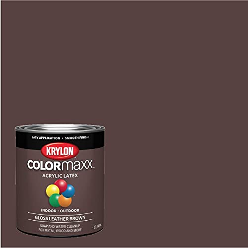 1 qt Krylon K05622007 Leather Brown COLORmaxx Paint & Primer, Gloss