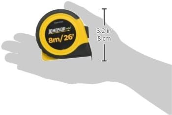 Johnson Level & Tool 1828-0026 Metric/Inch Power Tape, 8m/26', Black/Yellow