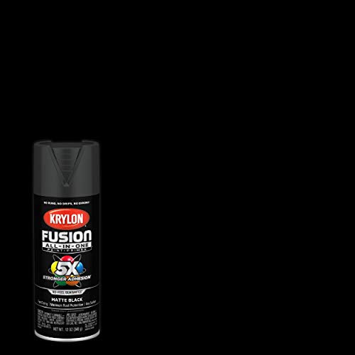 12 oz Krylon K02754007 Black Fusion All-In-One Paint & Primer Spray Paint, Matte