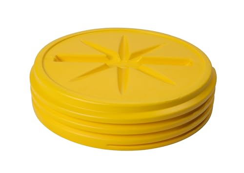 Eagle 30 Gallon Plastic Drum with Lid, Screw-On Lid, 28.3"x22.5", Lab Pack Drum Made of Durable, Lightweight HDPE, Withstands Weather and Chemicals, Made in USA, Yellow, 1600SL